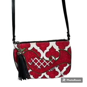 BRIGHTON 10" CROSSBODY SHOULDER BAG CHRISTMAS PEACE DOVE HOLLY TASSEL Christmas